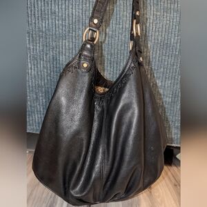 Sigrid Olsen Black Leather Hobo Bag